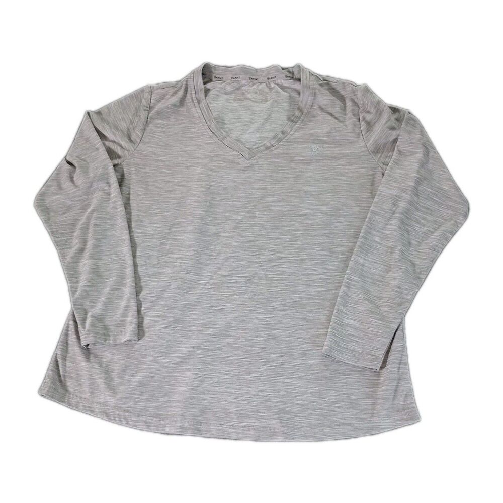 AriatTEK Women's XL Long Sleeve Shirt Gray Space Dye V-Neck Performance Top